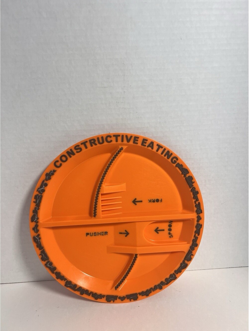 Constructive Eating Construction Plate Orange 9" Divided Toddler USA Plate Only